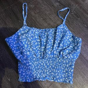 romwe blue with white flowers tank/crop top